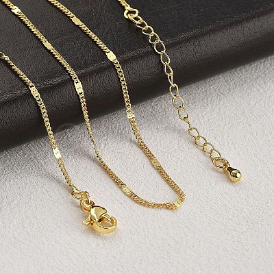 Brass Curb Chains Necklaces for Women NJEW-D302-18G-1