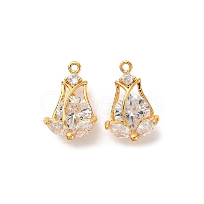 Brass Micro Pave Cubic Zirconia Pendants X-KK-K382-46G-1