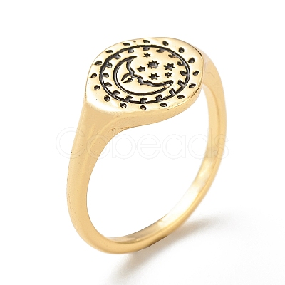 Brass Signet Ring for Women RJEW-E058-01G-03-1