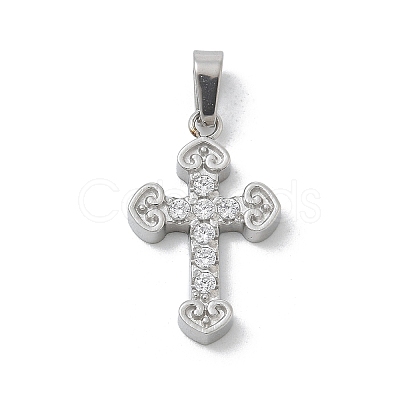 304 Stainless Steel Micro Pave Cubic Zirconia Pendants STAS-Z107-08P-10-1