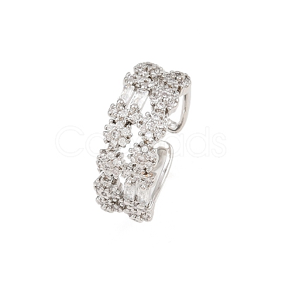 Brass Micro Pave Cubic Zirconia Cuff Rings for Women RJEW-Z113-50P-1