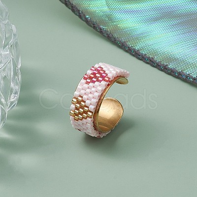 Glass Seed Beads Cuff Rings RJEW-MZ00016-02-1