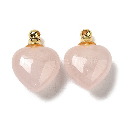 Natural Rose Quartz Perfume Bottle Pendants G-Z039-03G-02-1