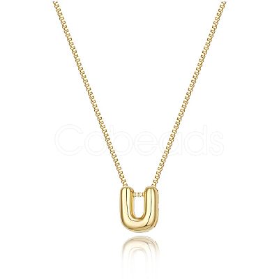 Brass Initial Pendant Box Chain Necklaces for Women FS-WG5C822-21-1
