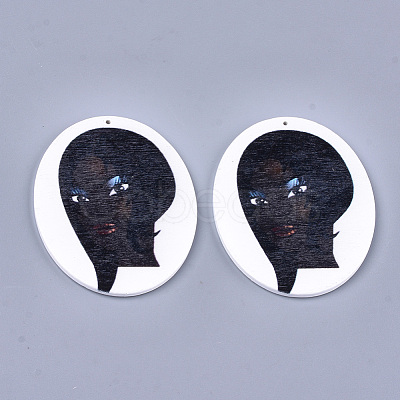 Printed Wooden Big Pendants X-WOOD-S050-09H-1