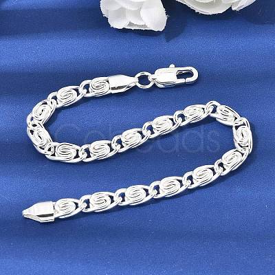304 Stainless Steel Swirl  Link Bracelets for Women BJEW-K240-11S-1