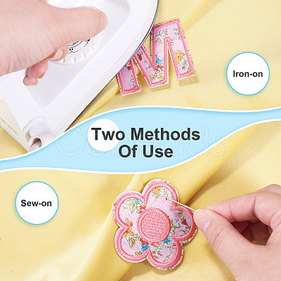 2 Sets Polyester Embroider Self-adhesion Thread Iron on/Sew On Patches PATC-TA0001-54B-1