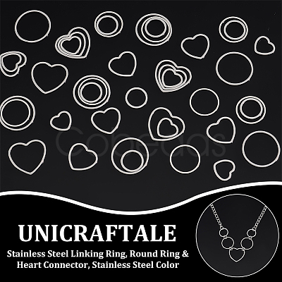 60Pcs 6 Styles 304 Stainless Steel Linking Ring STAS-UN0056-44-1