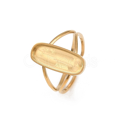 Real 18K Gold Plated 304 Stainless Steel Cuff Ring Components X-STAS-A191-12D-G-1