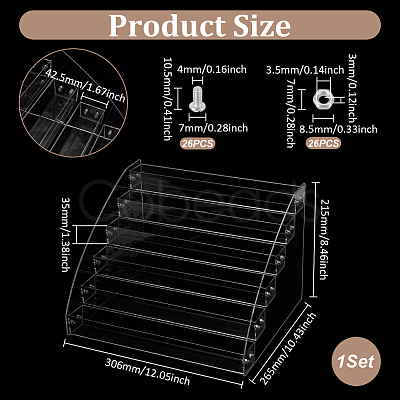 Transparent Acrylic 6 Layers Nail Polish Display Rack ODIS-UN0001-22C-1