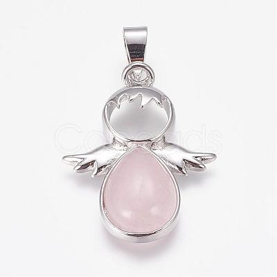 Natural Rose Quartz Pendants G-G651-A10-1