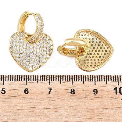 Brass Micro Pave Clear Cubic Zirconia Hoop Dangle Earrings EJEW-G471-30E-G-1