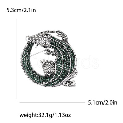 Crocodile Alloy Rhinestone Brooch PW-WGFAD1D-04-1