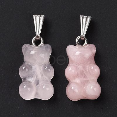 Natural Rose Quartz Pendants X-G-G854-01P-06-1