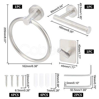 304 Stainless Steel Bathroom Accessories Kit HJEW-UN0001-06-1