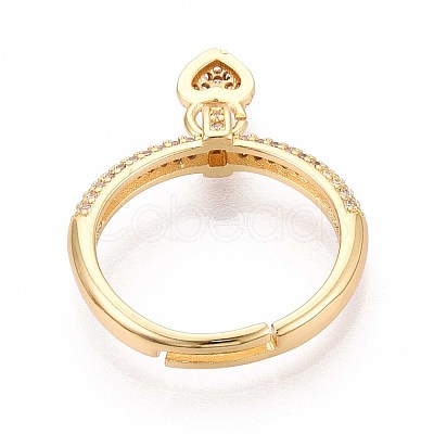 Brass Micro Pave Cubic Zirconia Cuff Rings for Women KK-T071-81G-1
