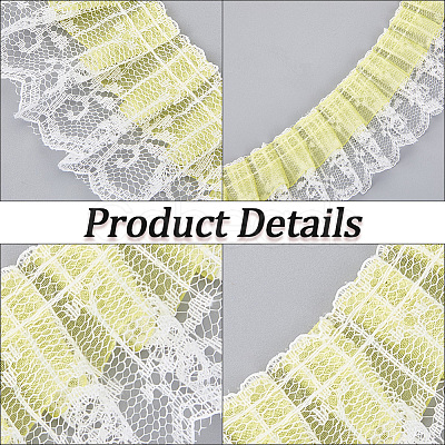 10 Yards Double Layer Polyester Organza Pleated Lace Trim Ribbons SRIB-GF0001-43A-1