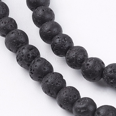 Natural Lava Rock Stone Bead Strands X-G-R193-18-4mm-1