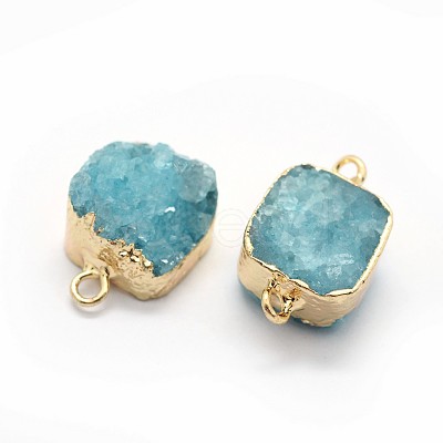 Natural Druzy Quartz Links connectors G-P396-11G-04-1