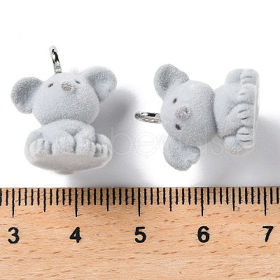 Animal Shape Flocky Resin Pendants RESI-Q229-01B-1
