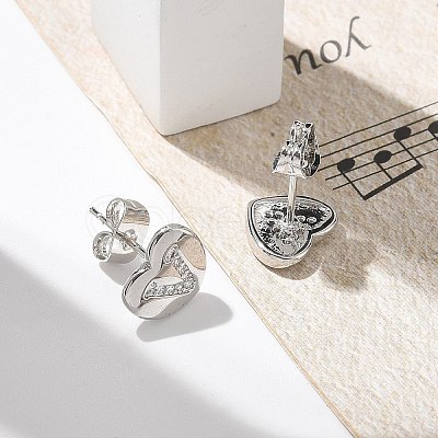 Rack Plating Brass Micro Pave Clear Cubic Zirconia Stud Earrings EJEW-K299-01P-V-1