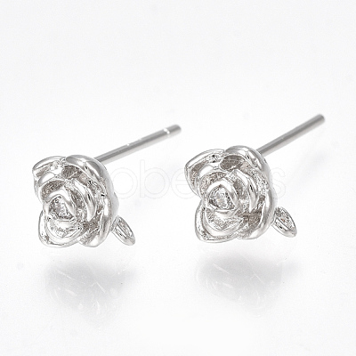 Brass Cubic Zirconia Stud Earring Findings X-KK-S350-012P-1