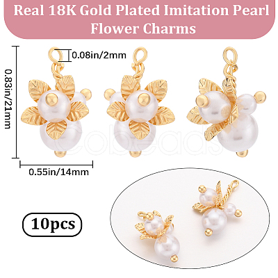 Beebeecraft 10Pcs ABS Plastic Imitation Pearl Pendants KK-BBC0009-58-1