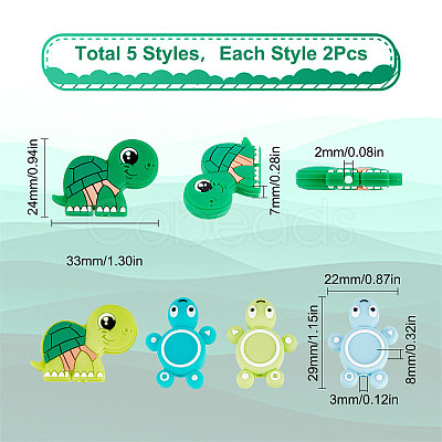 10Pcs 5 Style Silicone Beads SIL-SC0001-14-1