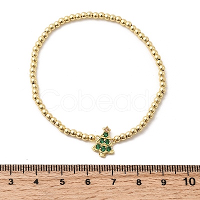 Christmas Brass Micro Pave Cubic Zirconia Link Bracelets LS-BJEW-K289-01B-G-1