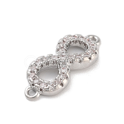 Brass Pave Clear Cubic Zirconia Infinity Connector Charms KK-M293-46P-1
