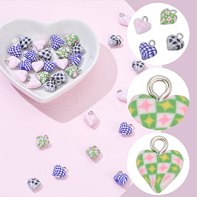 40Pcs 4 Styles Handmade Polymer Clay Charms CLAY-SC0002-91A-1