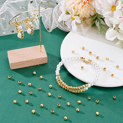 120Pcs Textured Brass Beads KK-PH0011-78-1