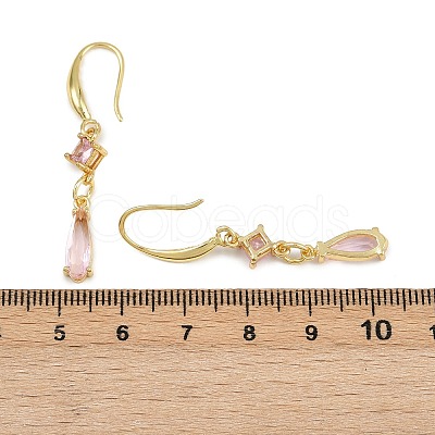 Brass Micro Pave Cubic Zirconia Teardrop Dangle Earrings EJEW-C156-03G-1