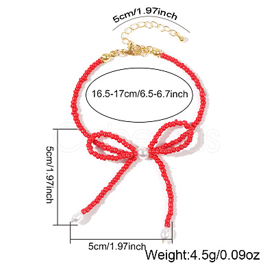 Glass Seed Beaded Bowknot Bracelet & Necklace Set ZN6735-2-1