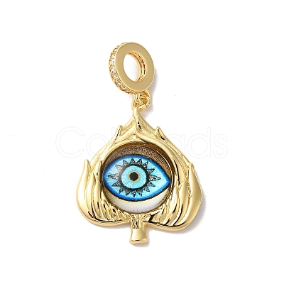 Rack Plating Brass Micro Pave Clear Cubic Zirconia European Dangle Charms KK-G504-26G-1