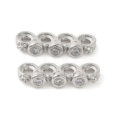 Rack Plating Brass Pave Clear Cubic Zirconia Spacer Bars KK-B088-11C-P-1