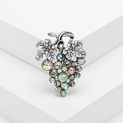 Alloy Abalone shell Safety Pin Brooches PW24051063505-1