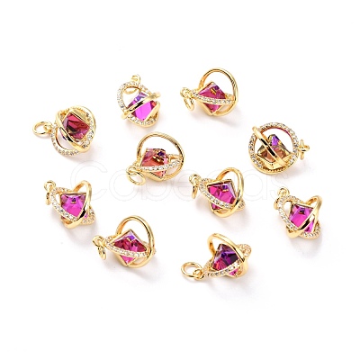 Brass Micro Pave Cubic Zirconia Pendants ZIRC-O044-19E-G-1