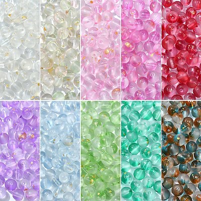 100Pcs Frosted Baking Paint Glass Beads DGLA-YW0001-36J-1