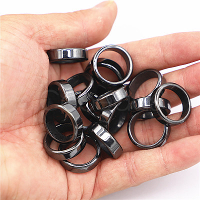 Non-Magnetic Synthetic Hematite Plain Band Ring FIND-PW0021-11F-1