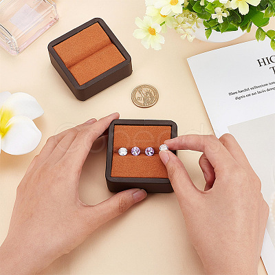 Square Imitation Leather with Fibre Cloth Loose Diamond Jewelry Display Case ODIS-WH0038-23A-1