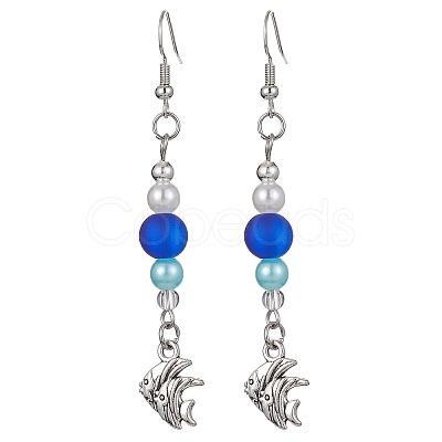 5 Pairs 5 Styles Ocean Theme Alloy Dangle Earrings EJEW-JE05475-S-1