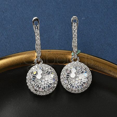 925 Sterling Silver Micro Pave Cubic Zirconia Hoop Earrings EJEW-B147-01B-01-1