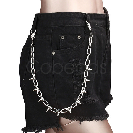 Punk Style Alloy with Aluminium Spiked Cone Chain Belts for Pants FS-WGA3437-01-1