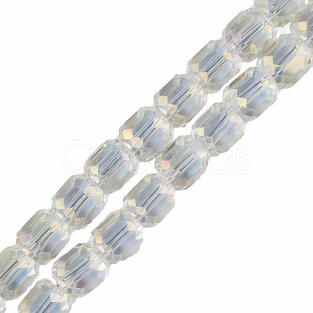 Electroplate Transparent Glass Beads Strands EGLA-N002-32-C04-1