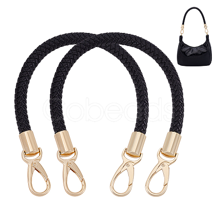 Imitation Leather Braided Round Cord Bag Handles with Zinc Alloy Clasps FIND-WH0126-941B-01-1