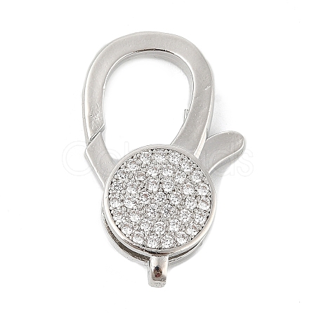 Brass Micro Pave Clear Cubic Zirconia Lobster Claw Clasps KK-P299-05P-1