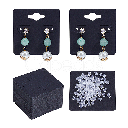 200Pcs Square Paper Earring Display Cards CDIS-ME0001-01B-1