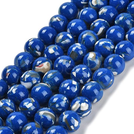 Assembled Synthetic Stone and Trochus Shell Beads Strands G-B128-08C-05-1