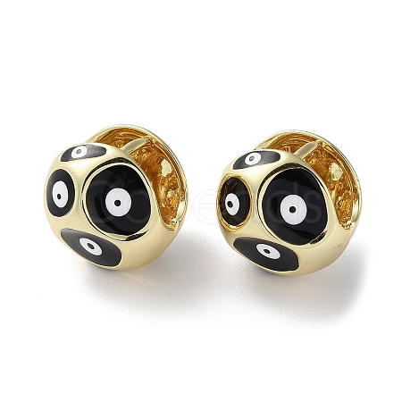 Round with Evil Eye Enamel Hook Earrings EJEW-M237-01G-01-1